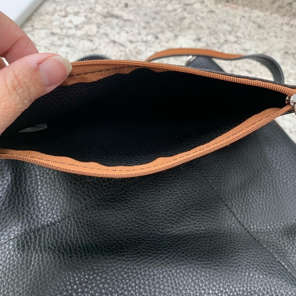 Black and Brown Tote with Attached Mini Bag Faux Leather‎ EUC - Picture 11 of 12